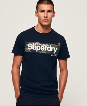 Superdry Camo Box Férfi Pólók Sötétkék | GMNCR1796